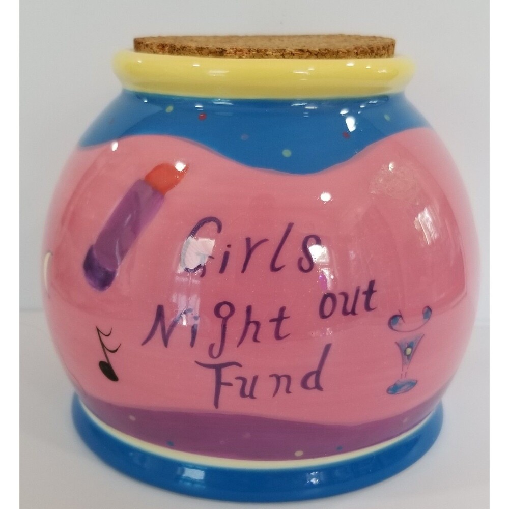 Nantucket Girls Night Out Fund Ceramic Jar with Cork Stopper vintage